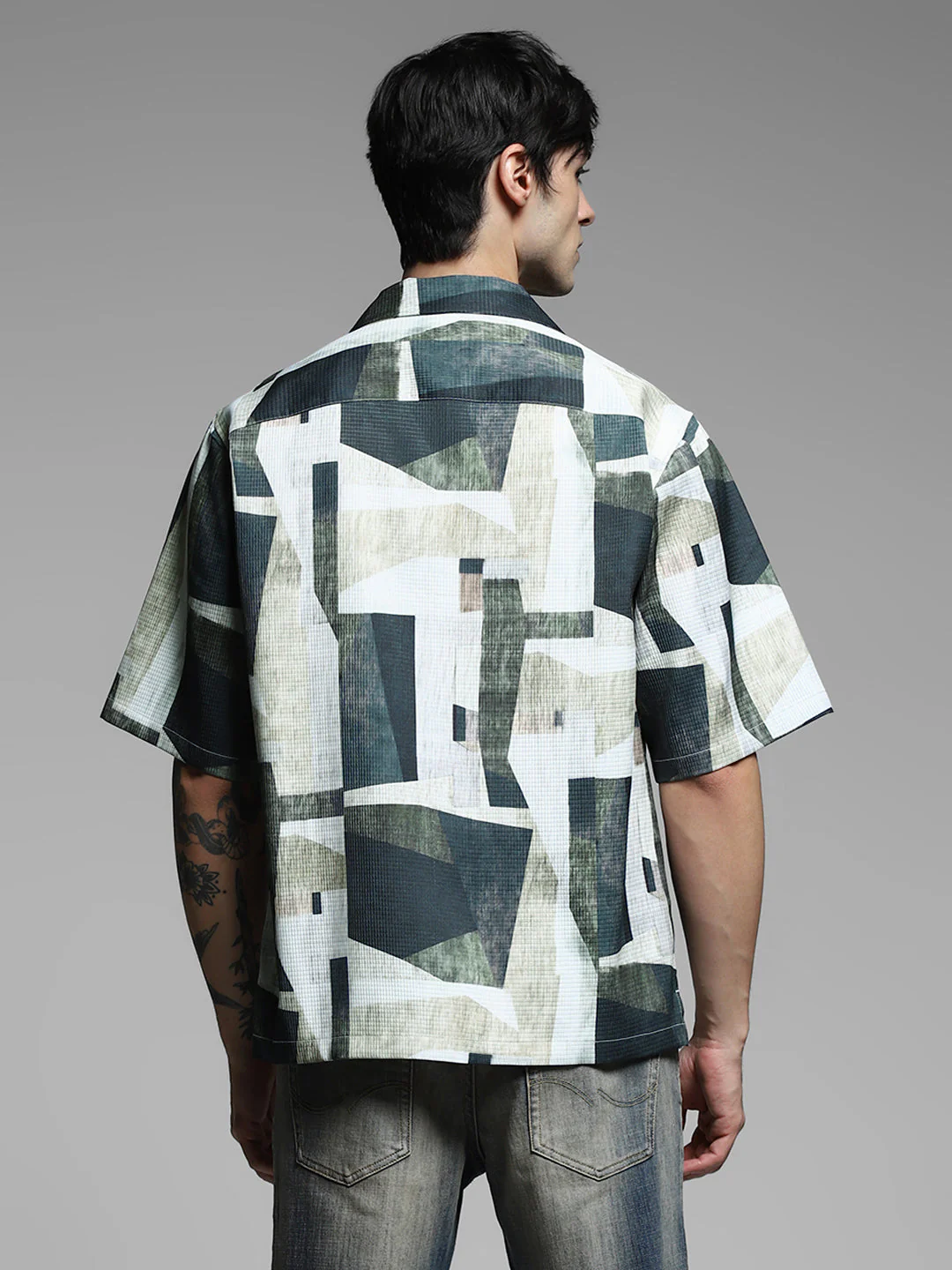 Green Printed Oversized Shirt - Image 4