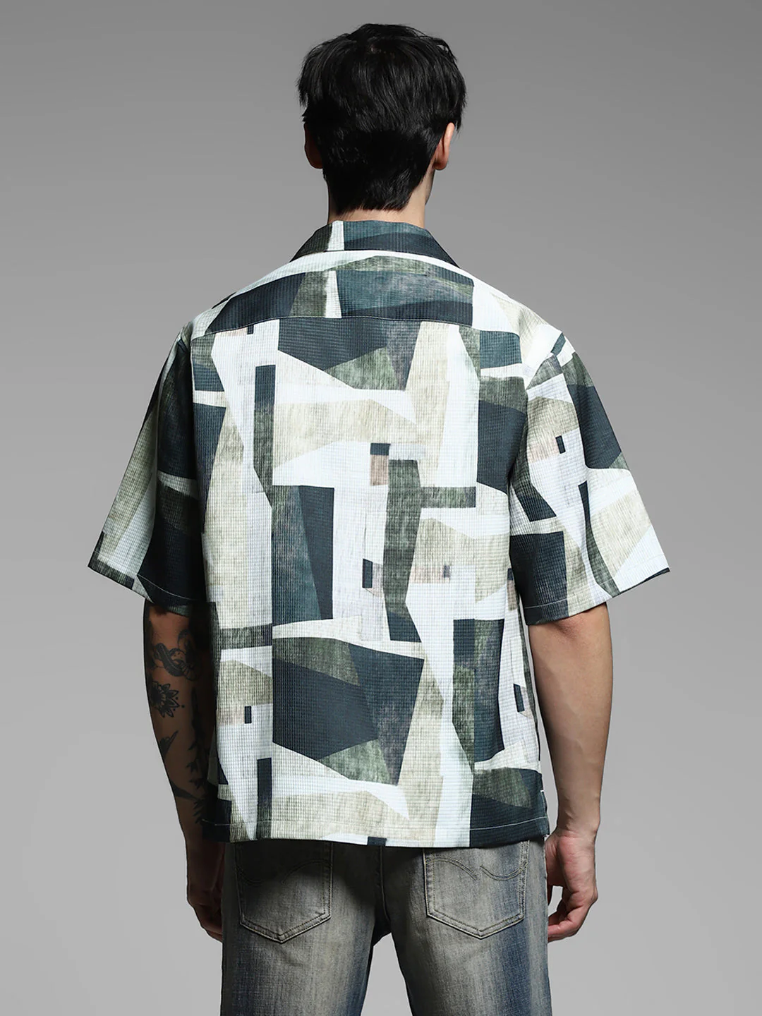 Green Printed Oversized Shirt - Image 9