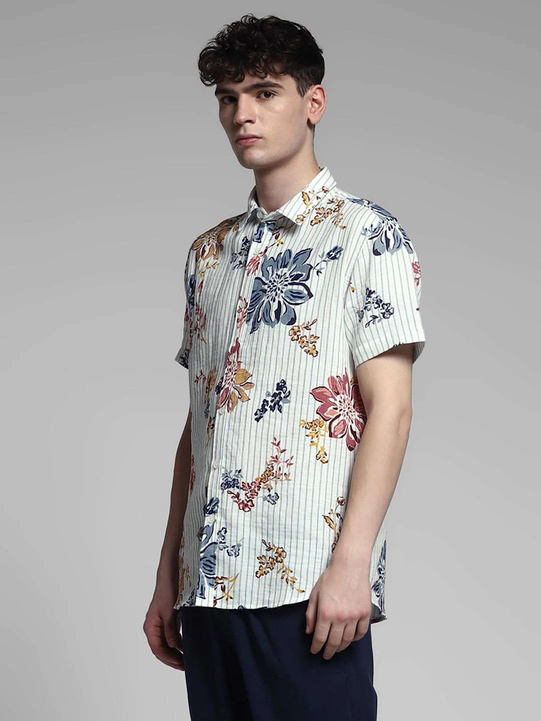 Blue Striped Short Sleeves Shirt - Image 3