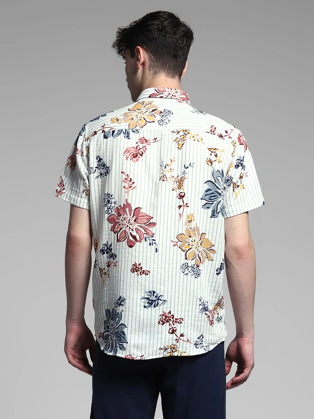 Blue Striped Short Sleeves Shirt - Image 4