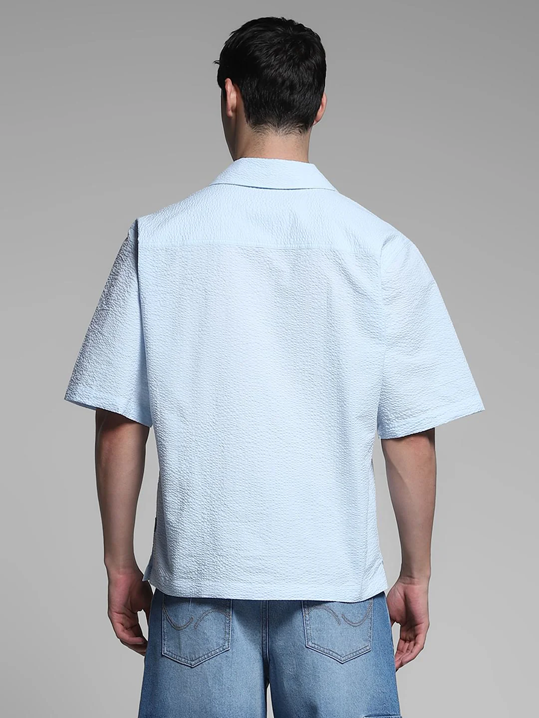 Sky Blue Oversized Cotton Shirt - Image 4