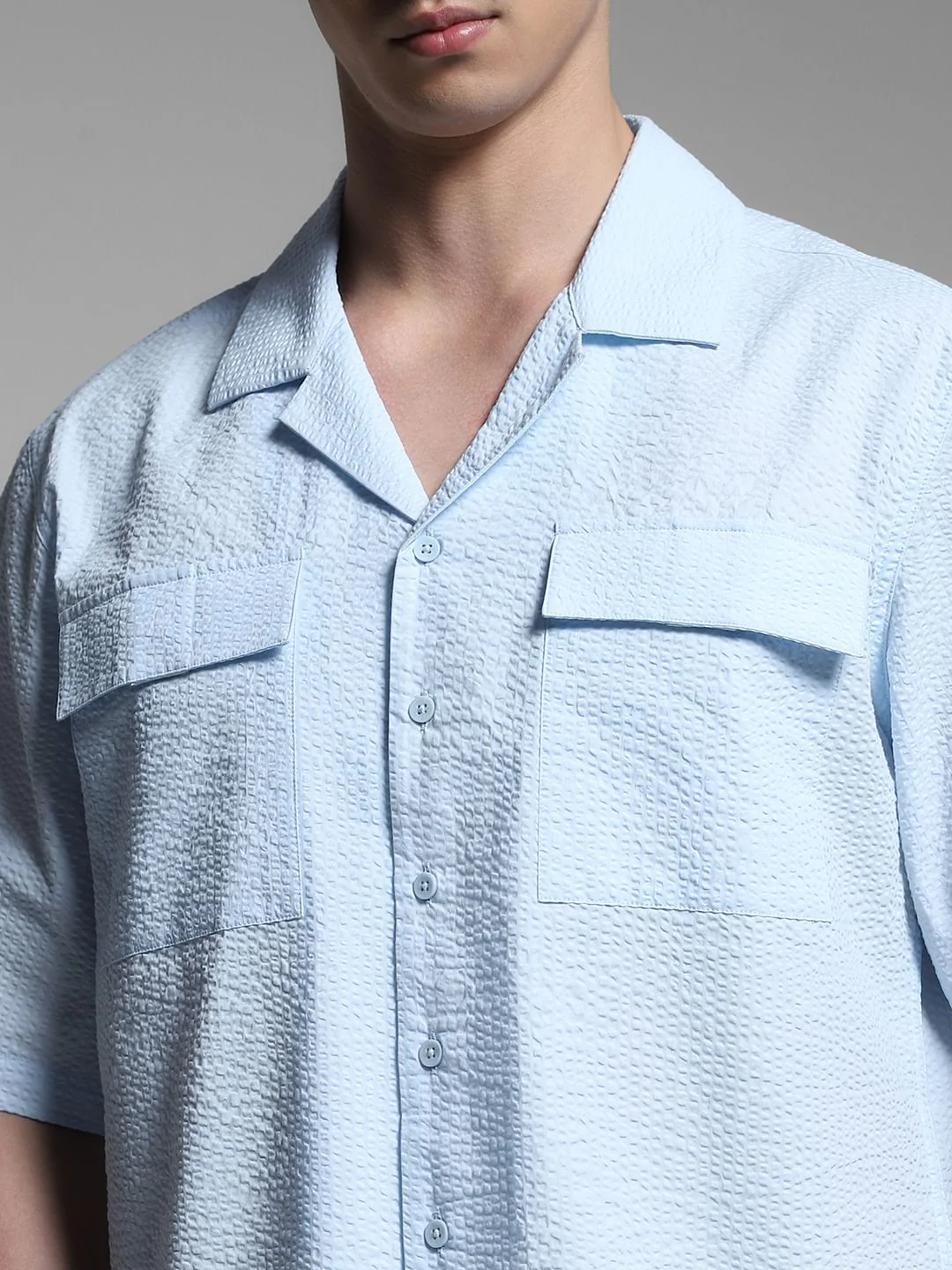 Sky Blue Oversized Cotton Shirt - Image 5
