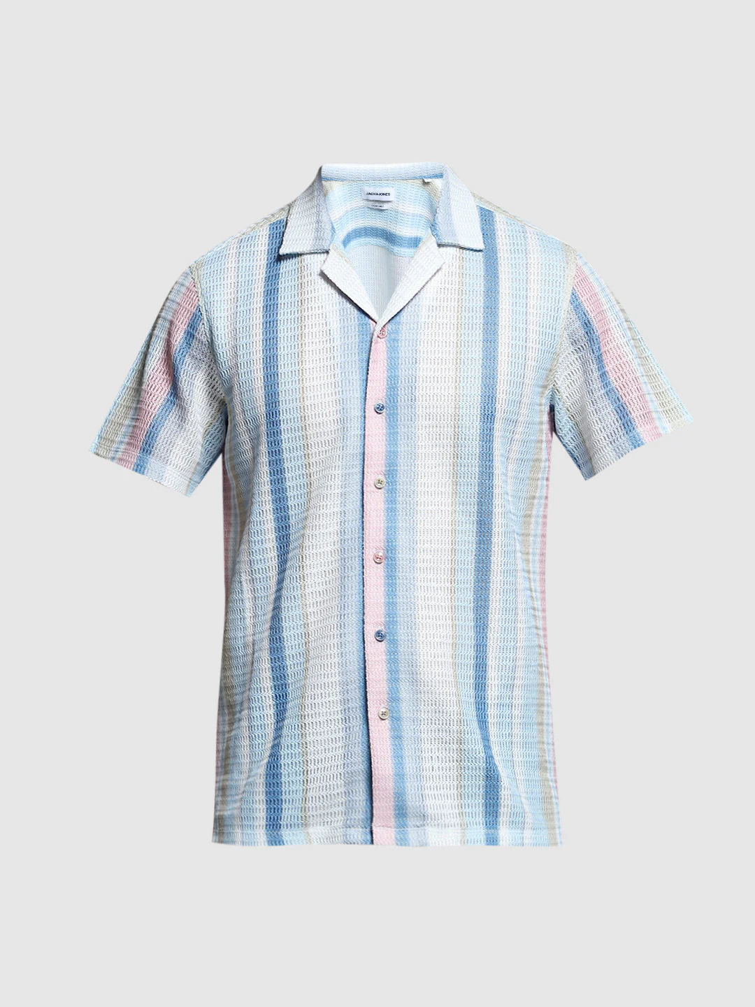 Blue Striped Resort Collar Shirt - Image 7