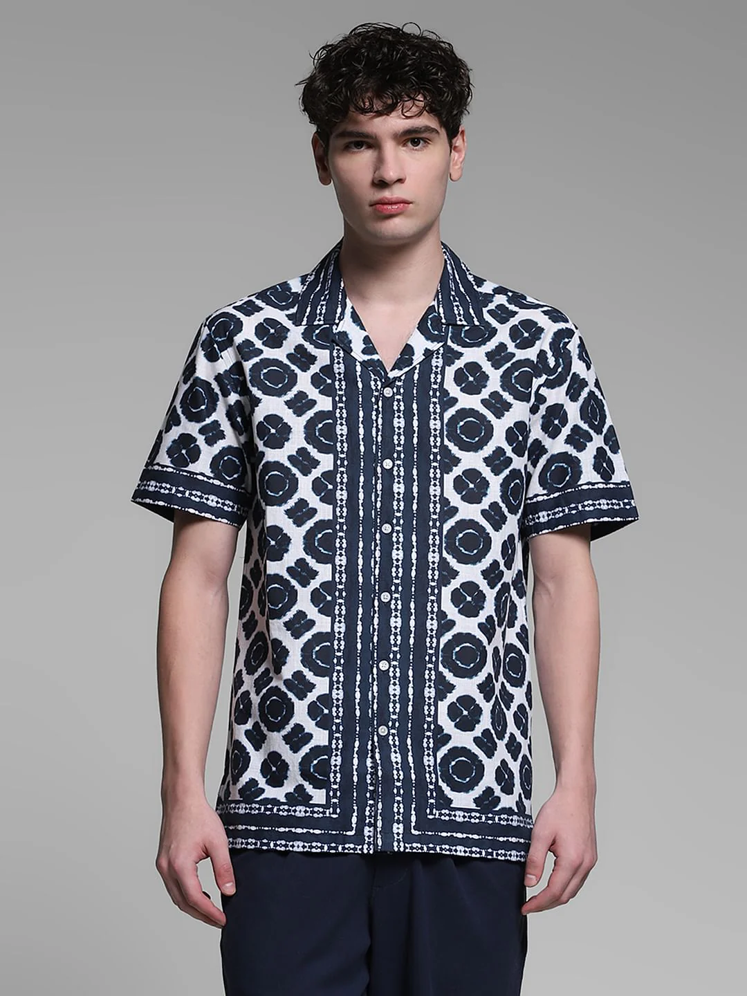 Blue Abstract Print Shirt - Image 2
