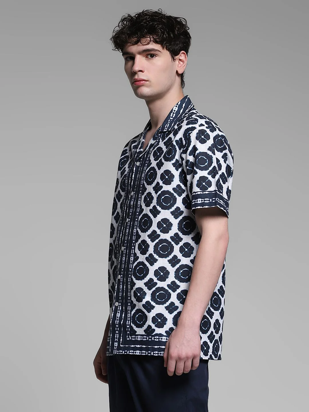 Blue Abstract Print Shirt - Image 3