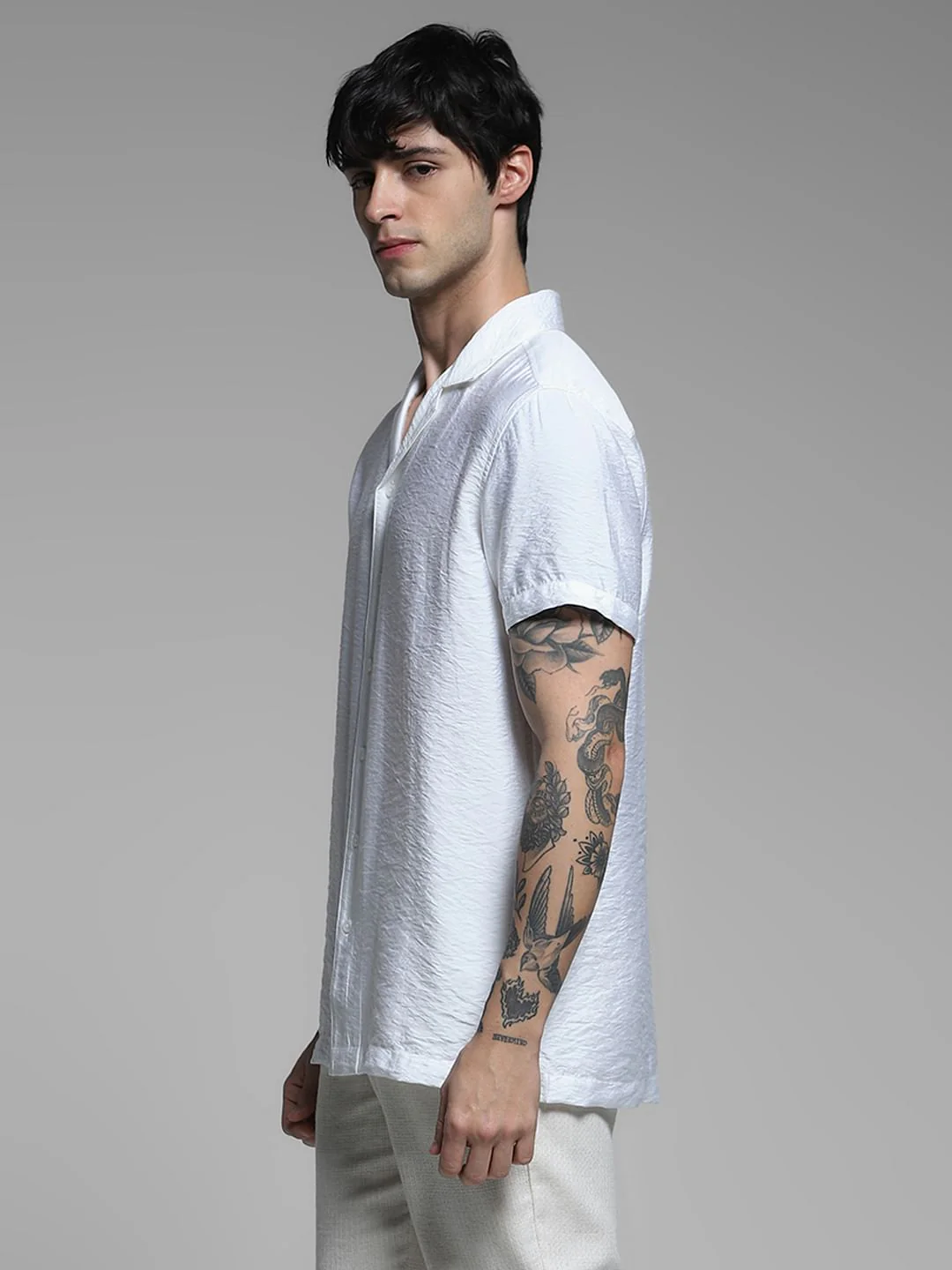 White Viscose Comfort Fit Shirt - Image 3