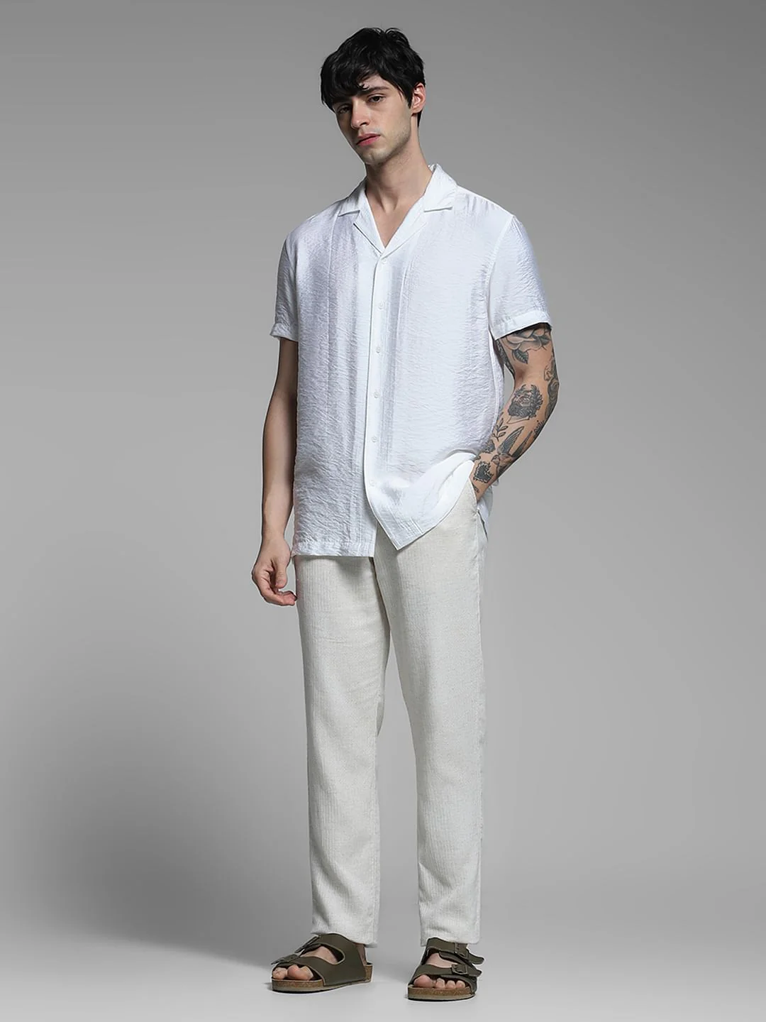 White Viscose Comfort Fit Shirt - Image 6