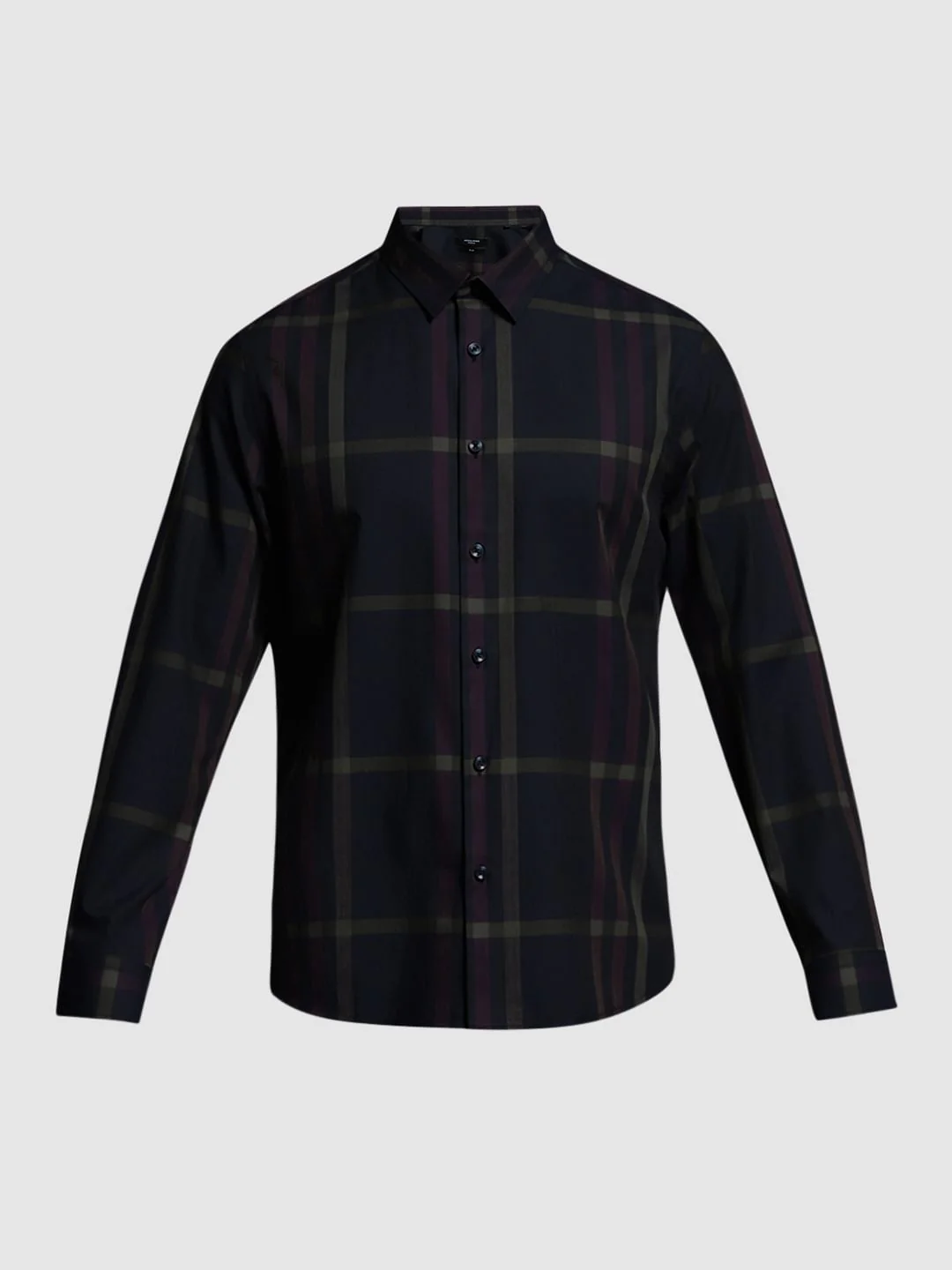 Dark Blue Check Print Cotton Shirt - Image 7