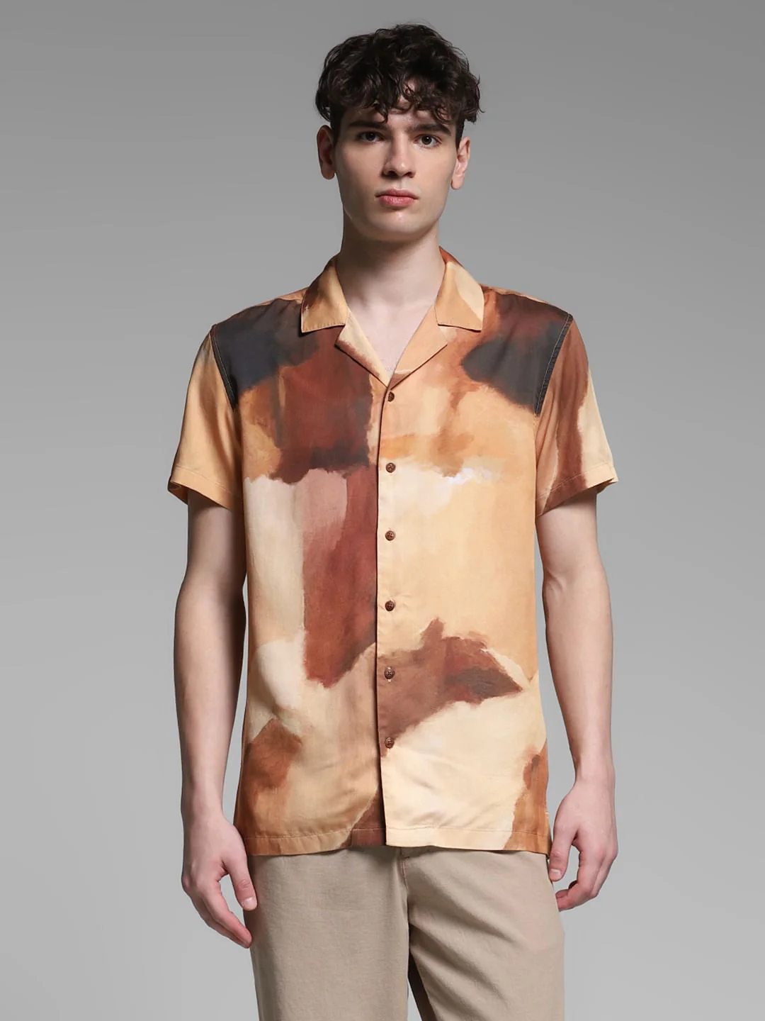 Brown Printed Lyocell Shirt - Image 2