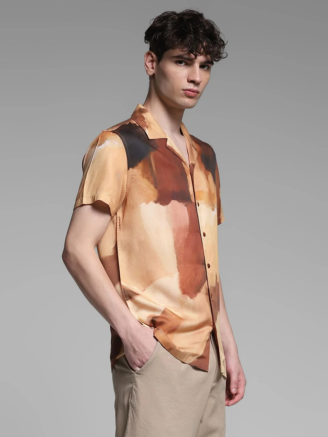 Brown Printed Lyocell Shirt - Image 3