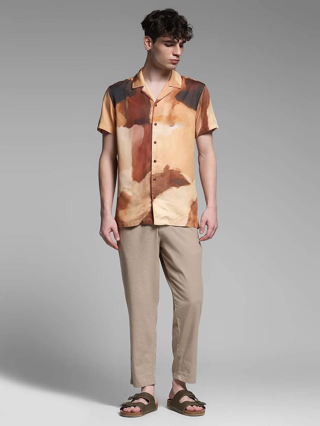 Brown Printed Lyocell Shirt - Image 6