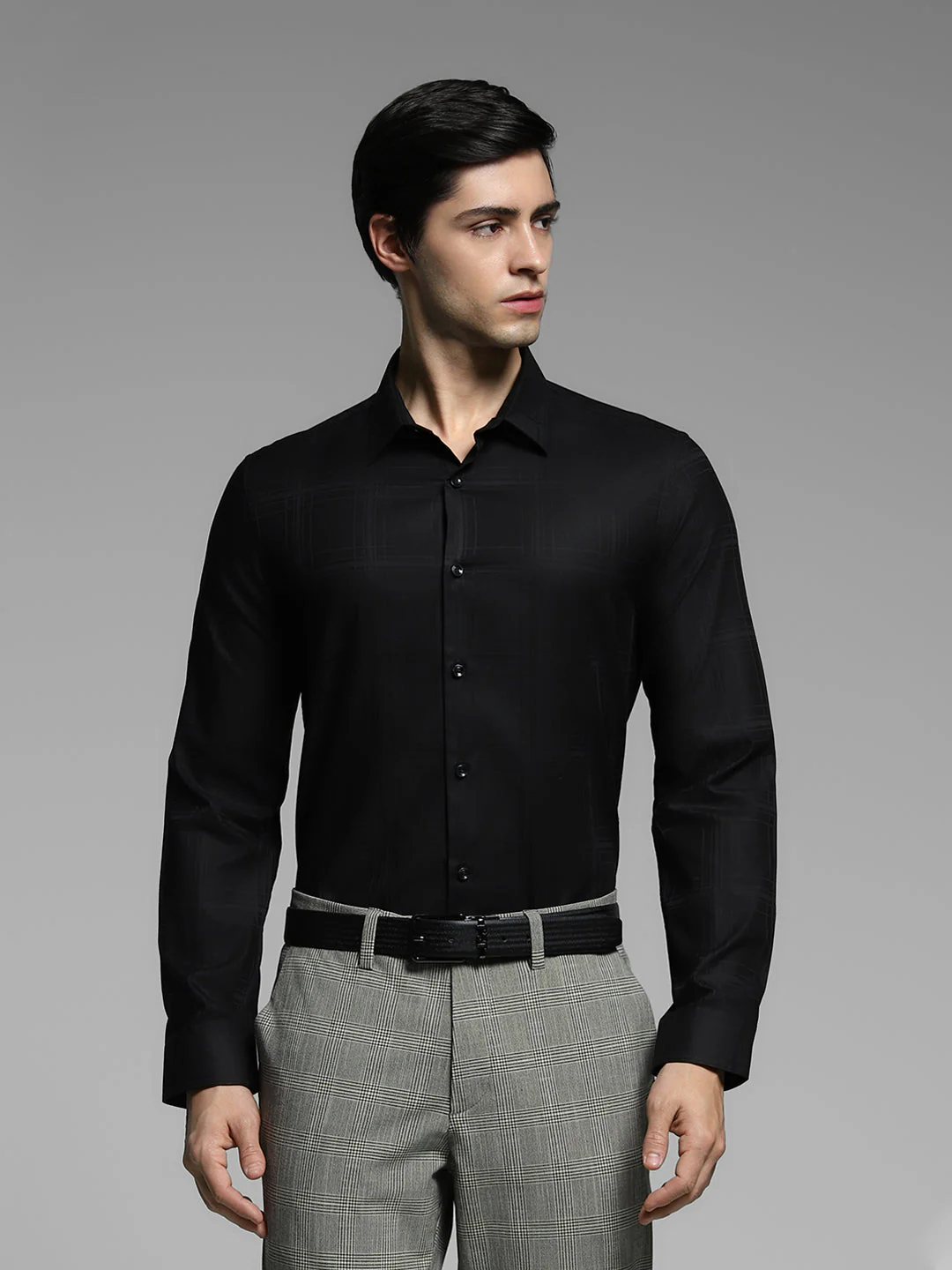 Black Check Print Cotton Shirt