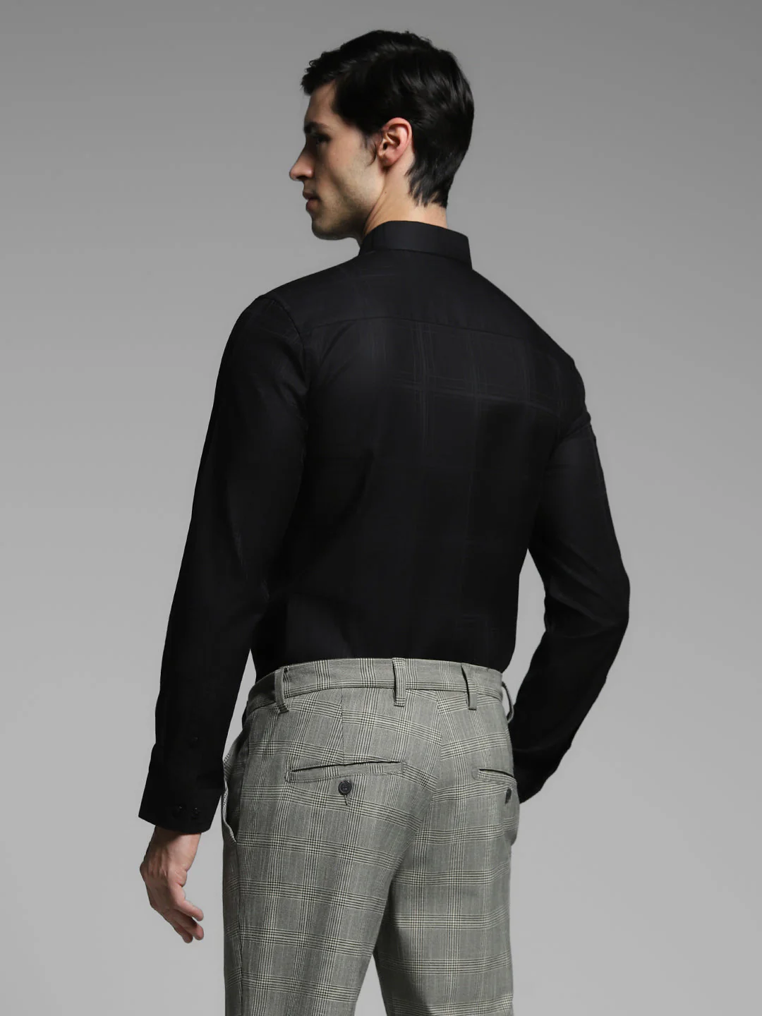 Black Check Print Cotton Shirt - Image 4