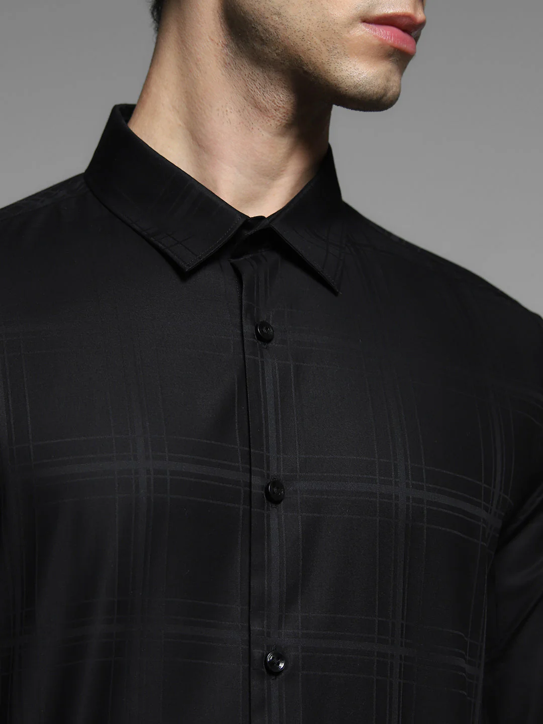 Black Check Print Cotton Shirt - Image 5