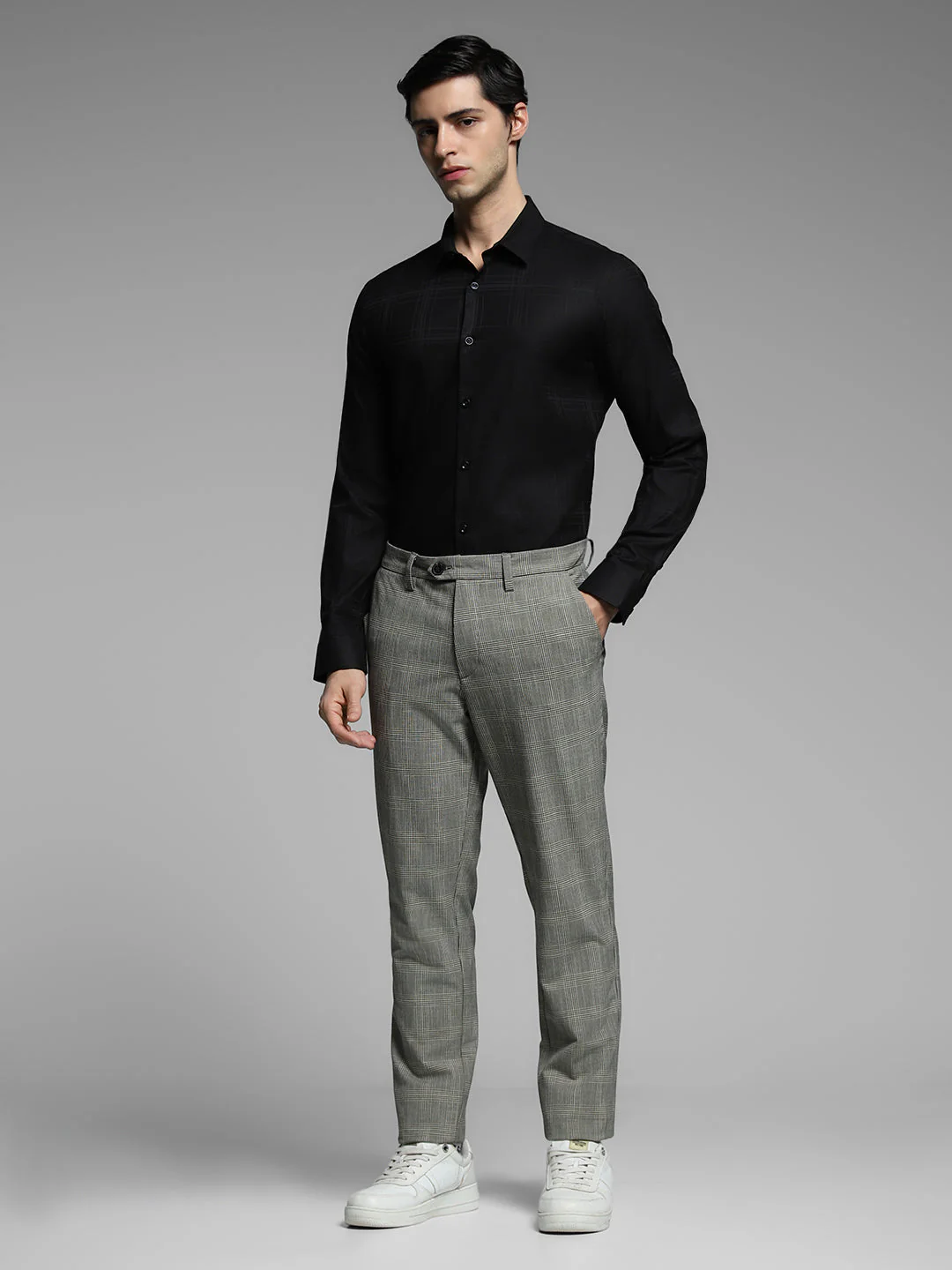 Black Check Print Cotton Shirt - Image 6