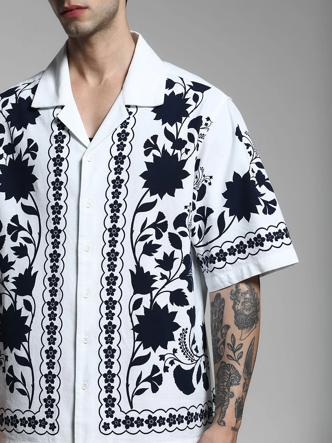 White Printed Oversized Shirt - Image 5