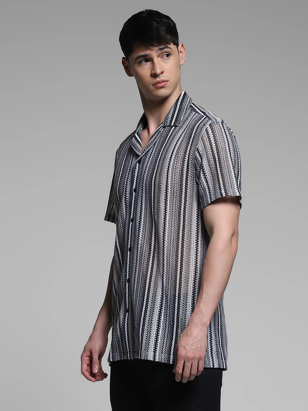 Black Striped Cotton Shirt - Image 3