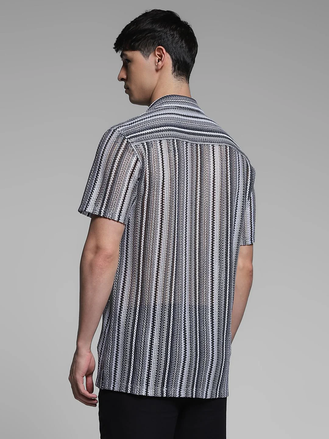Black Striped Cotton Shirt - Image 4