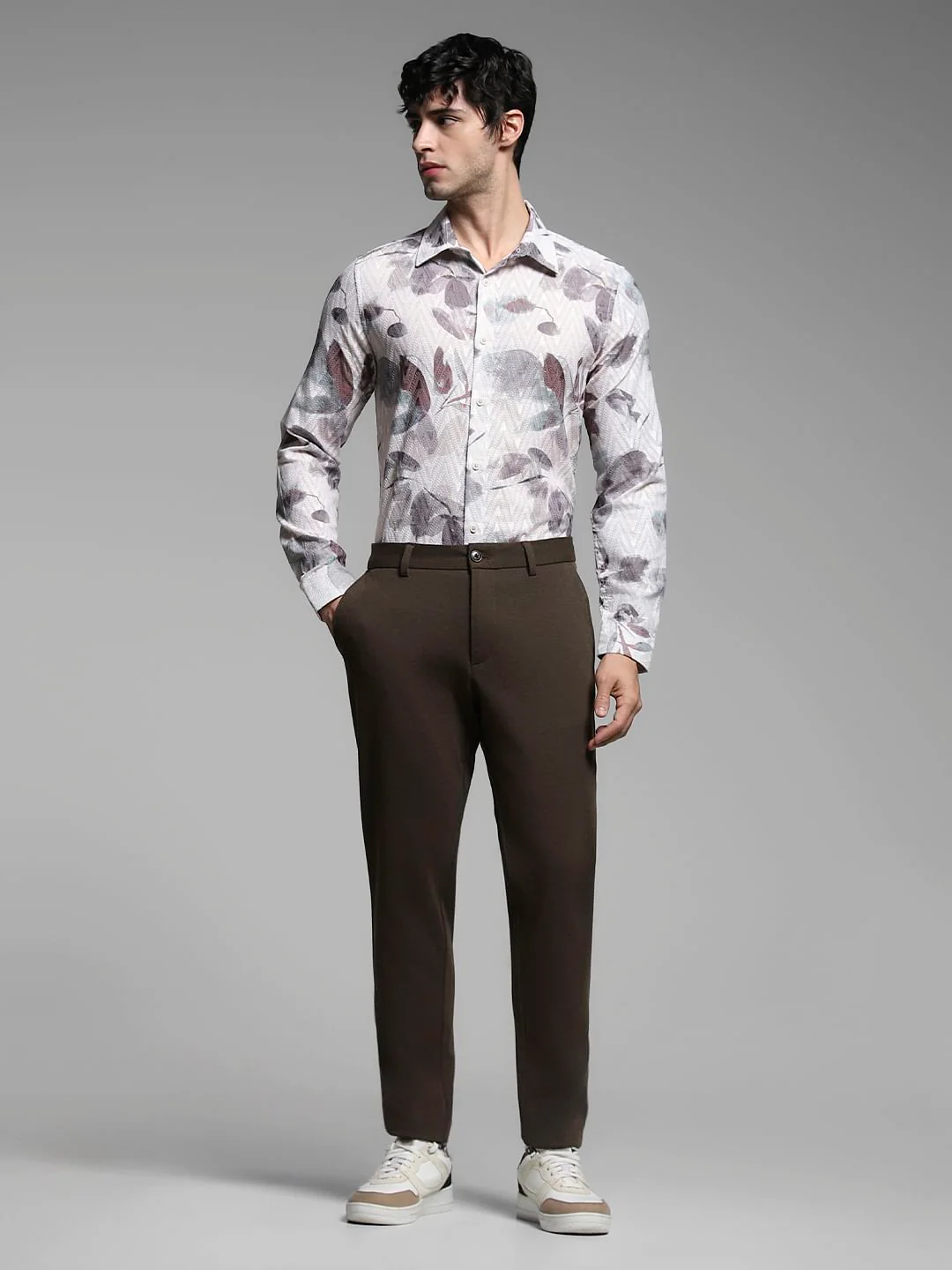 Light Beige Printed Full Sleeves Shirt - Image 6