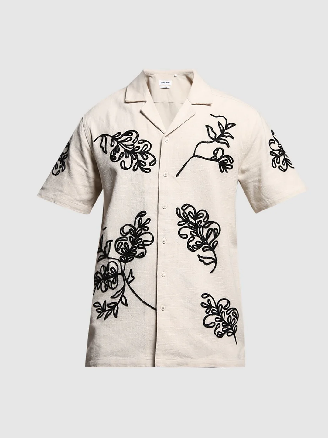 Beige Embroidered Cotton Shirt - Image 7