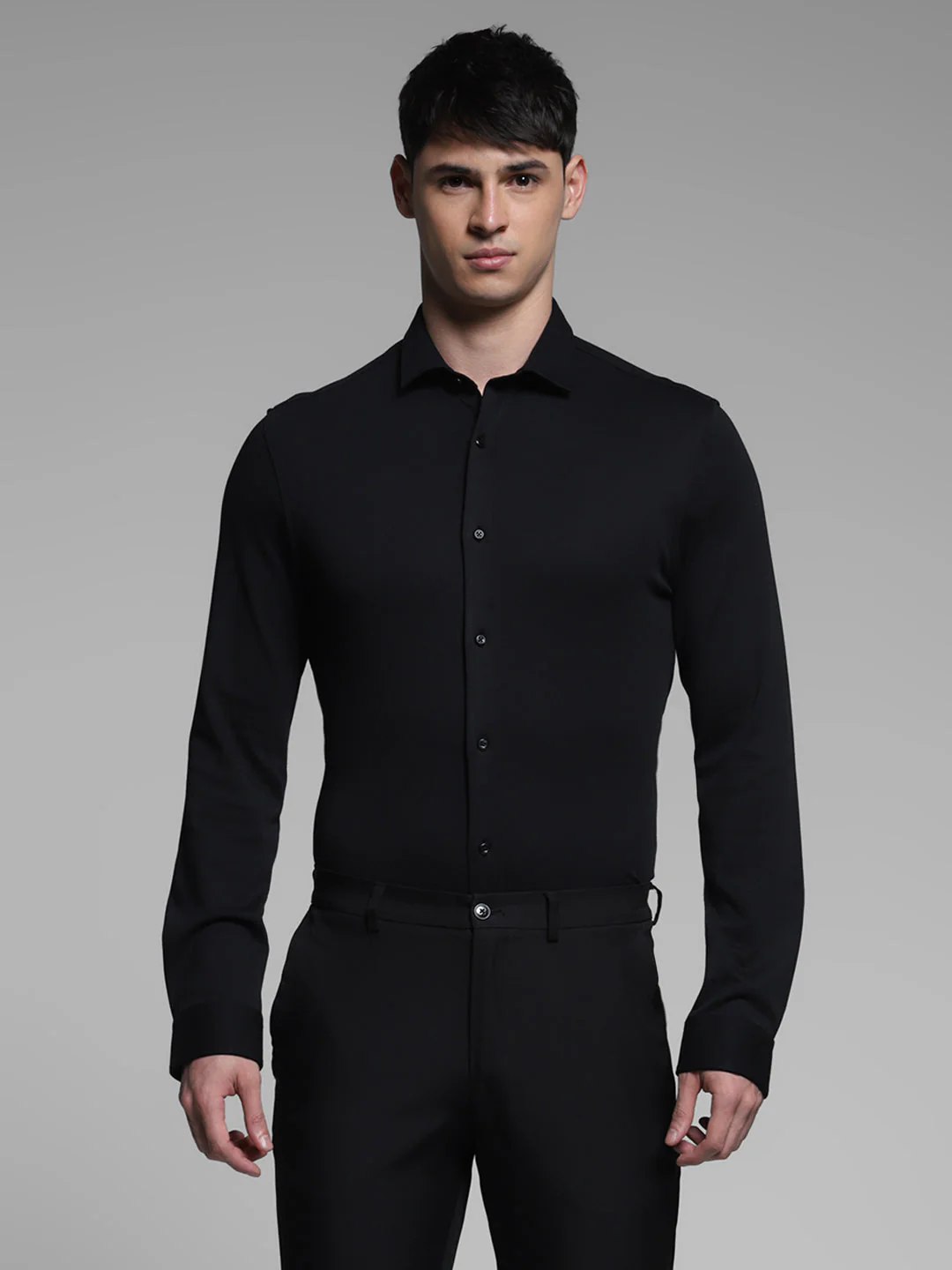 Black Cotton Knit Shirt - Image 2