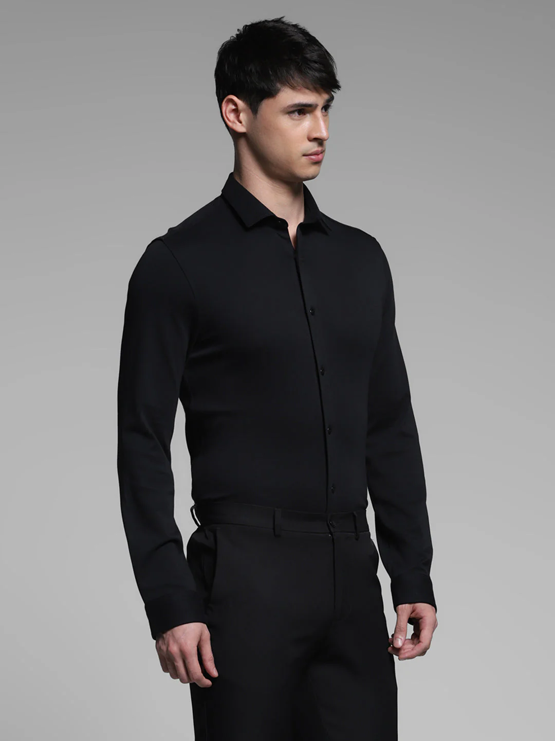 Black Cotton Knit Shirt - Image 3