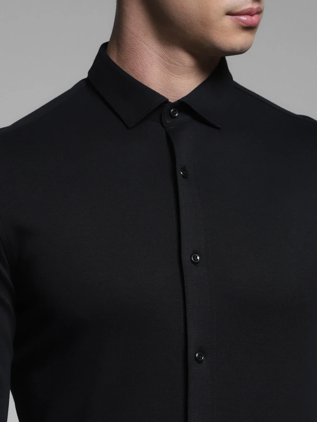Black Cotton Knit Shirt - Image 5