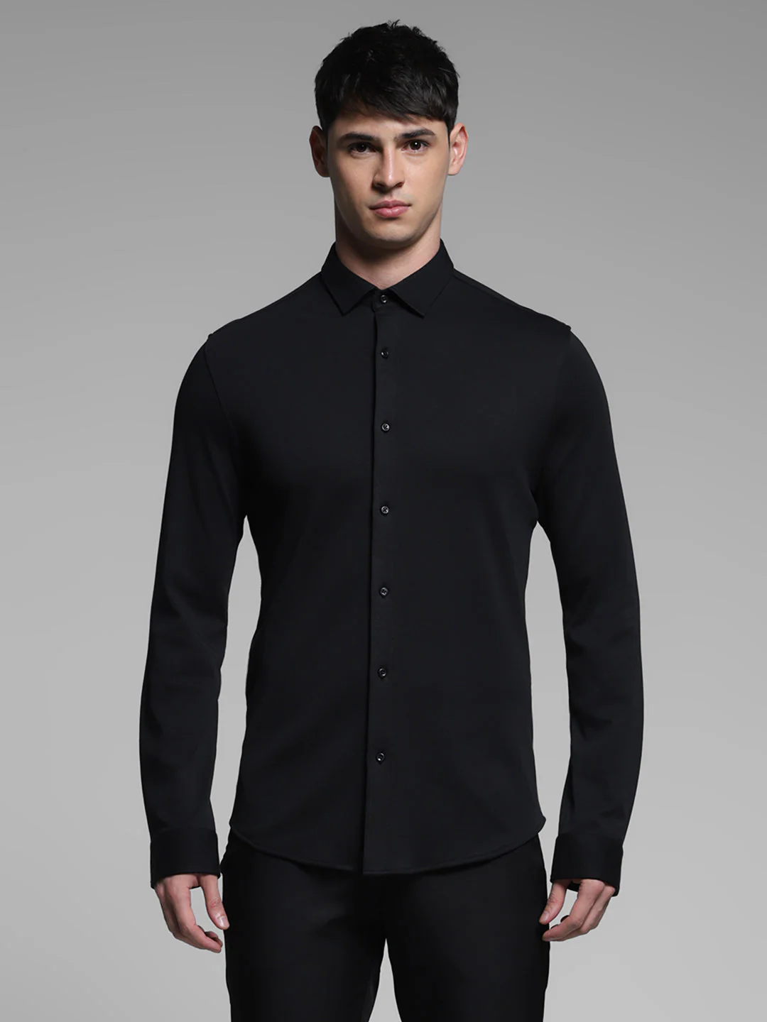 Black Cotton Knit Shirt - Image 8