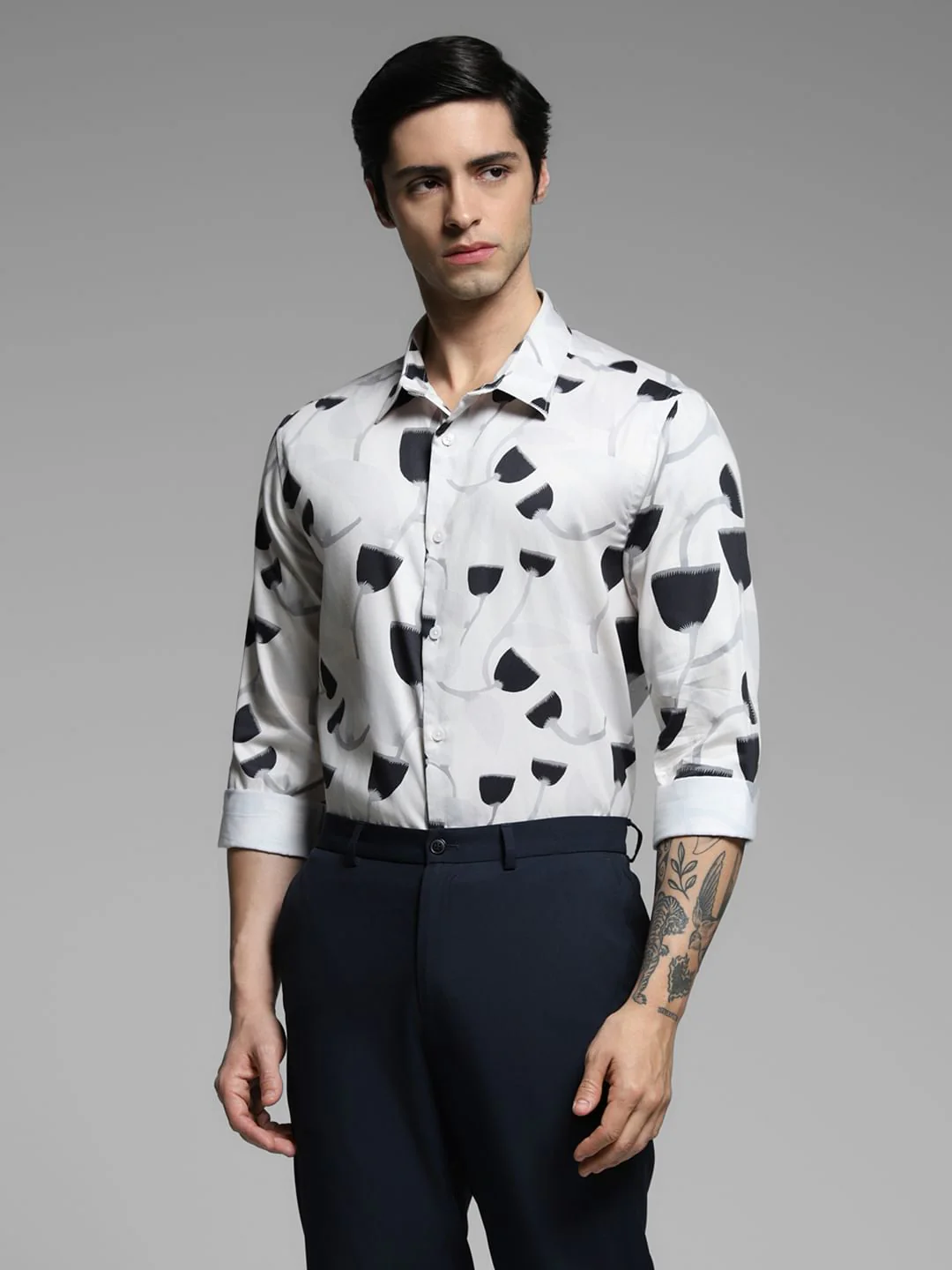 White Printed Cotton Shirt - Image 2