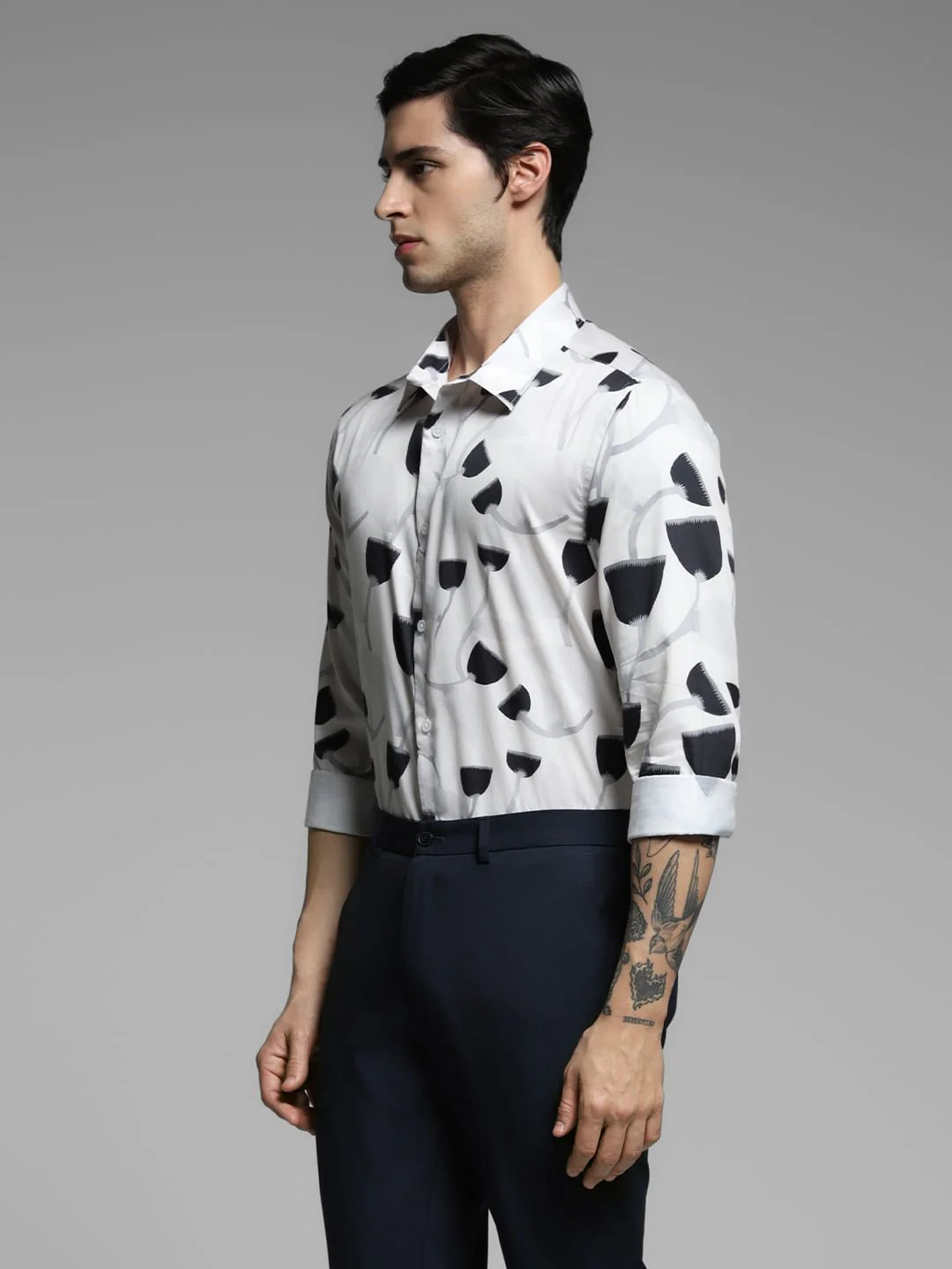 White Printed Cotton Shirt - Image 3