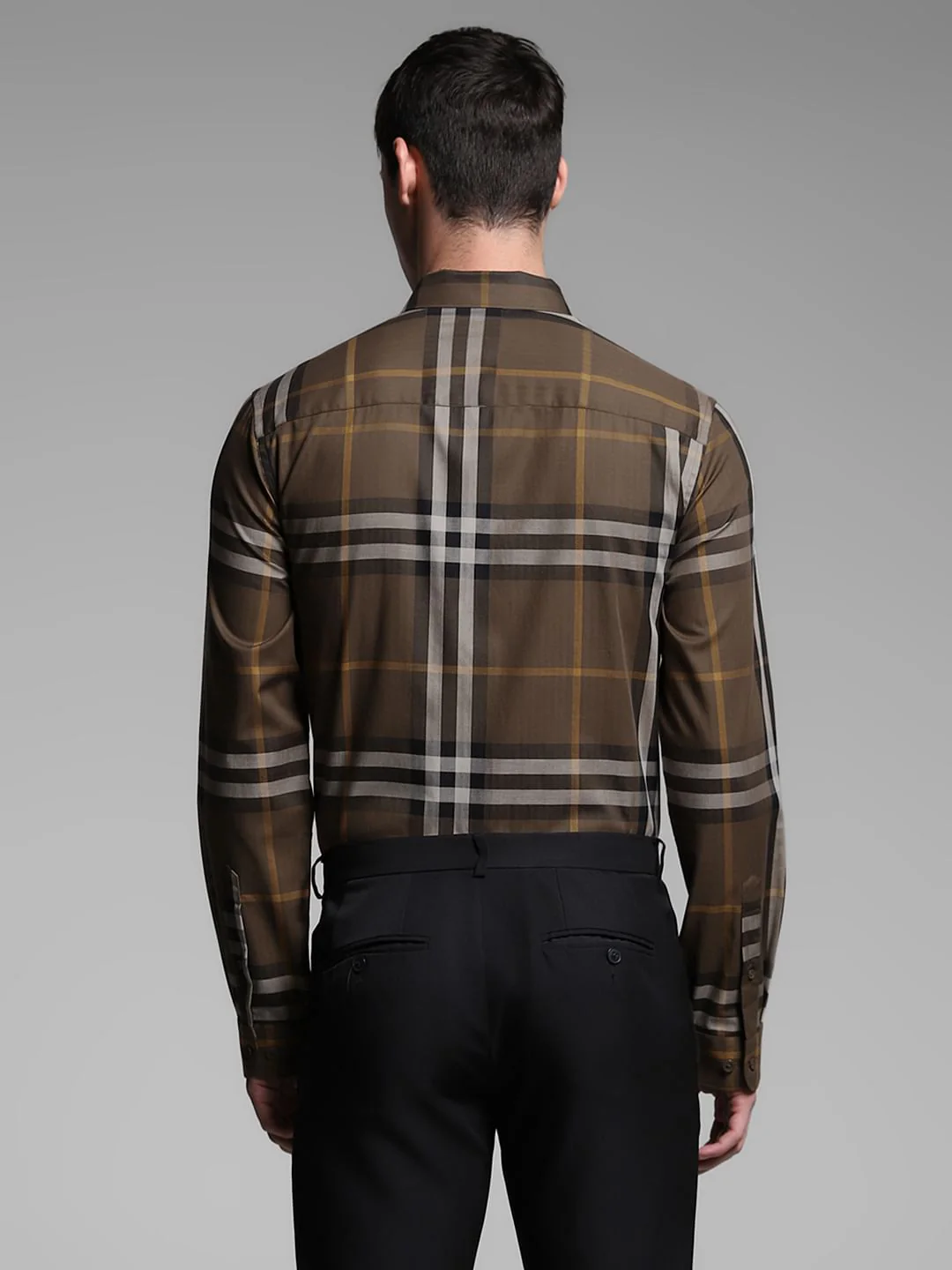 Brown Check Cotton Shirt - Image 4