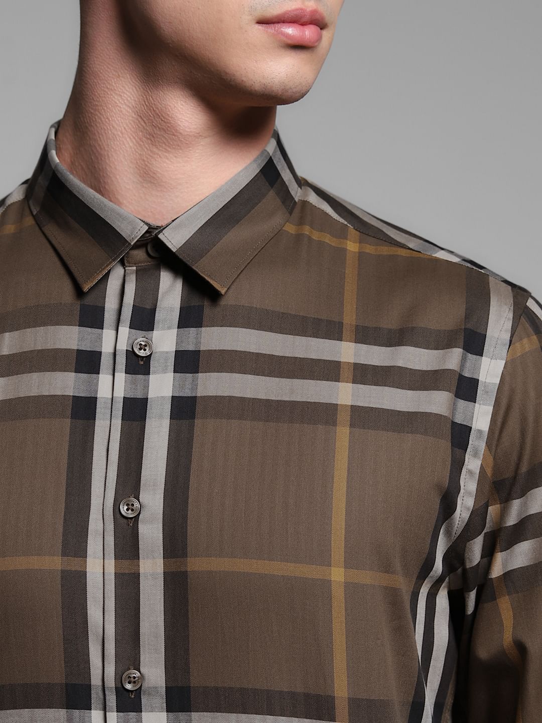 Brown Check Cotton Shirt - Image 5