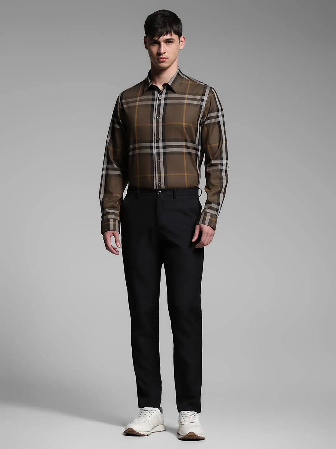 Brown Check Cotton Shirt - Image 6
