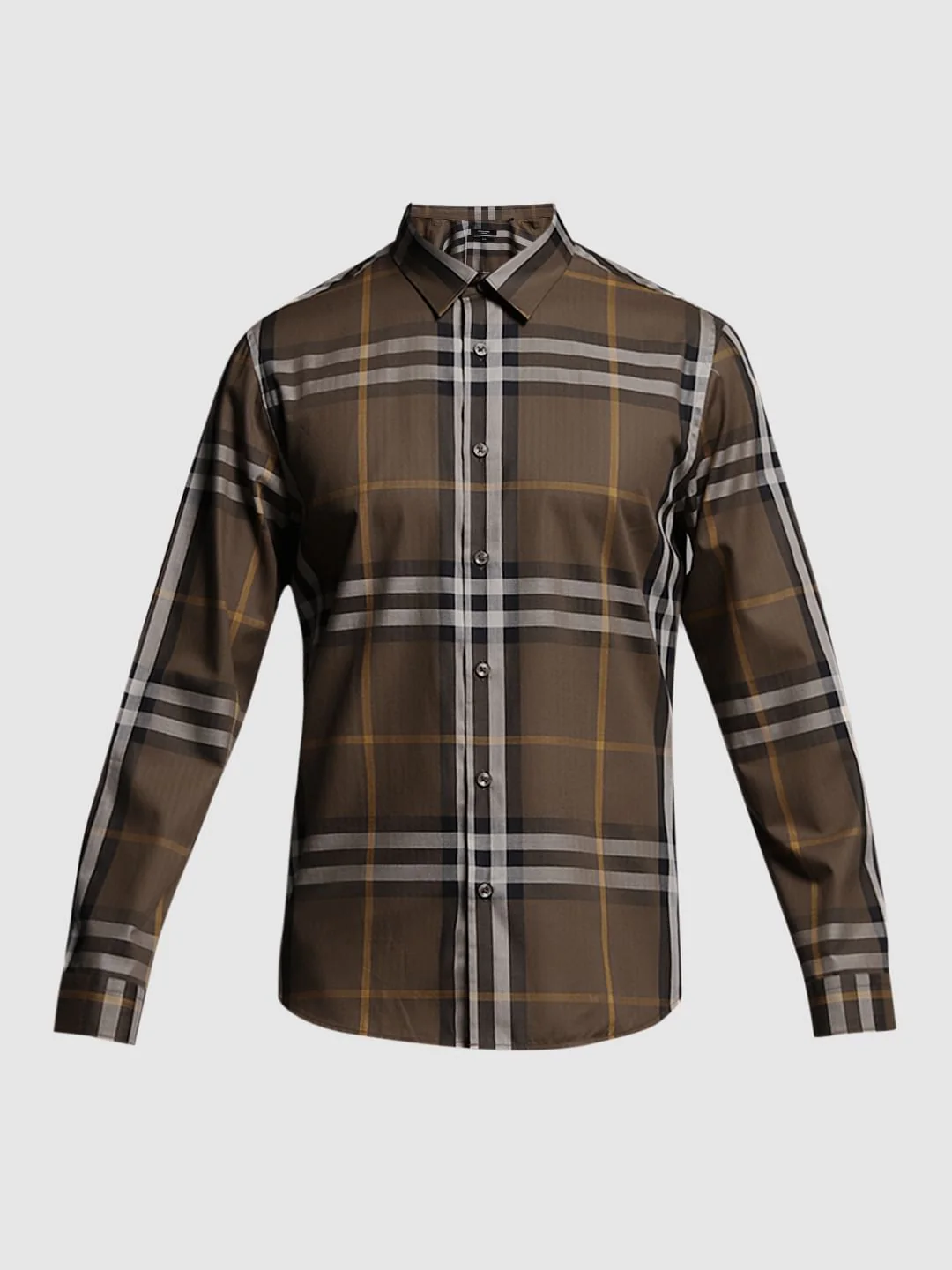 Brown Check Cotton Shirt - Image 7