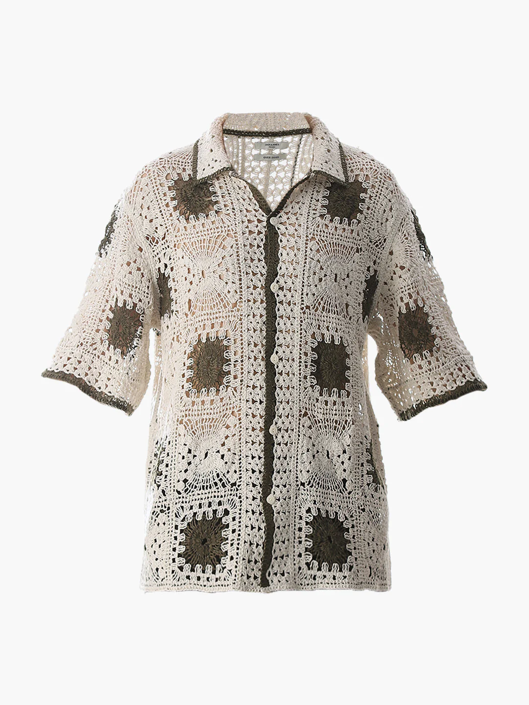 Beige Crochet Knitted Oversized Shirt - Image 7