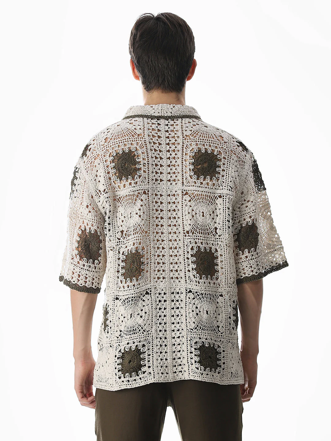 Beige Crochet Knitted Oversized Shirt - Image 9