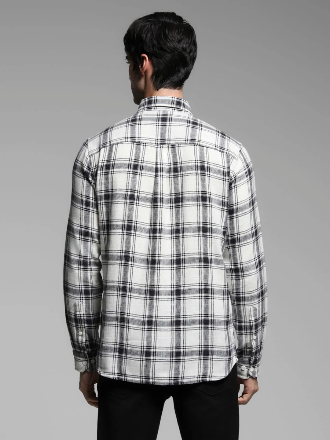 White Check Print Cotton Shirt - Image 4