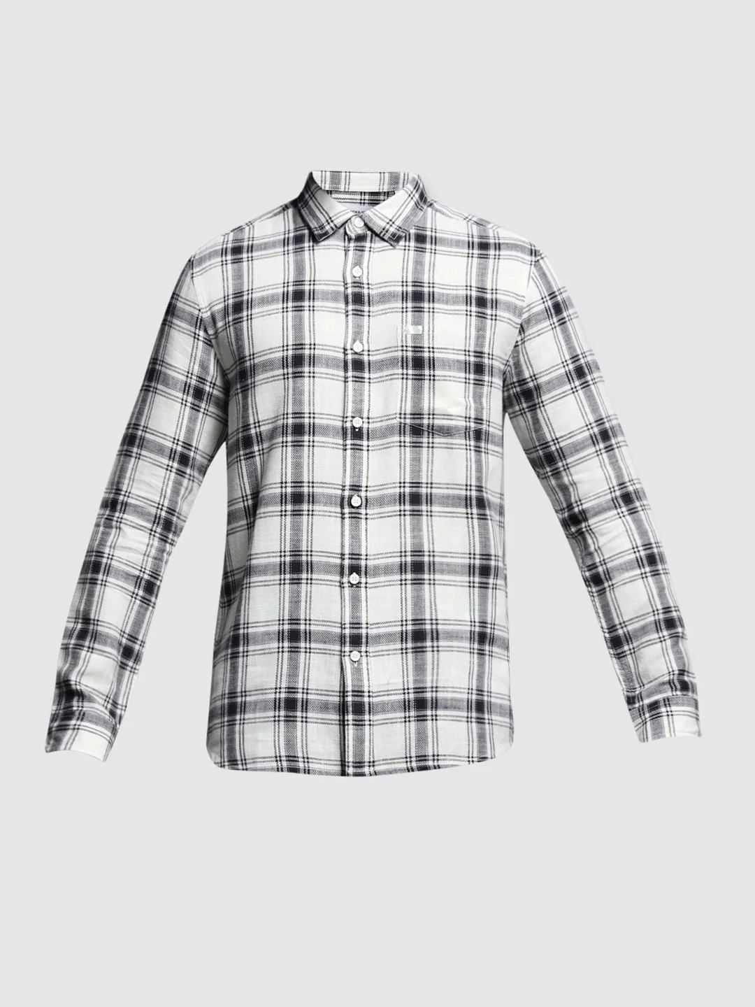 White Check Print Cotton Shirt - Image 7