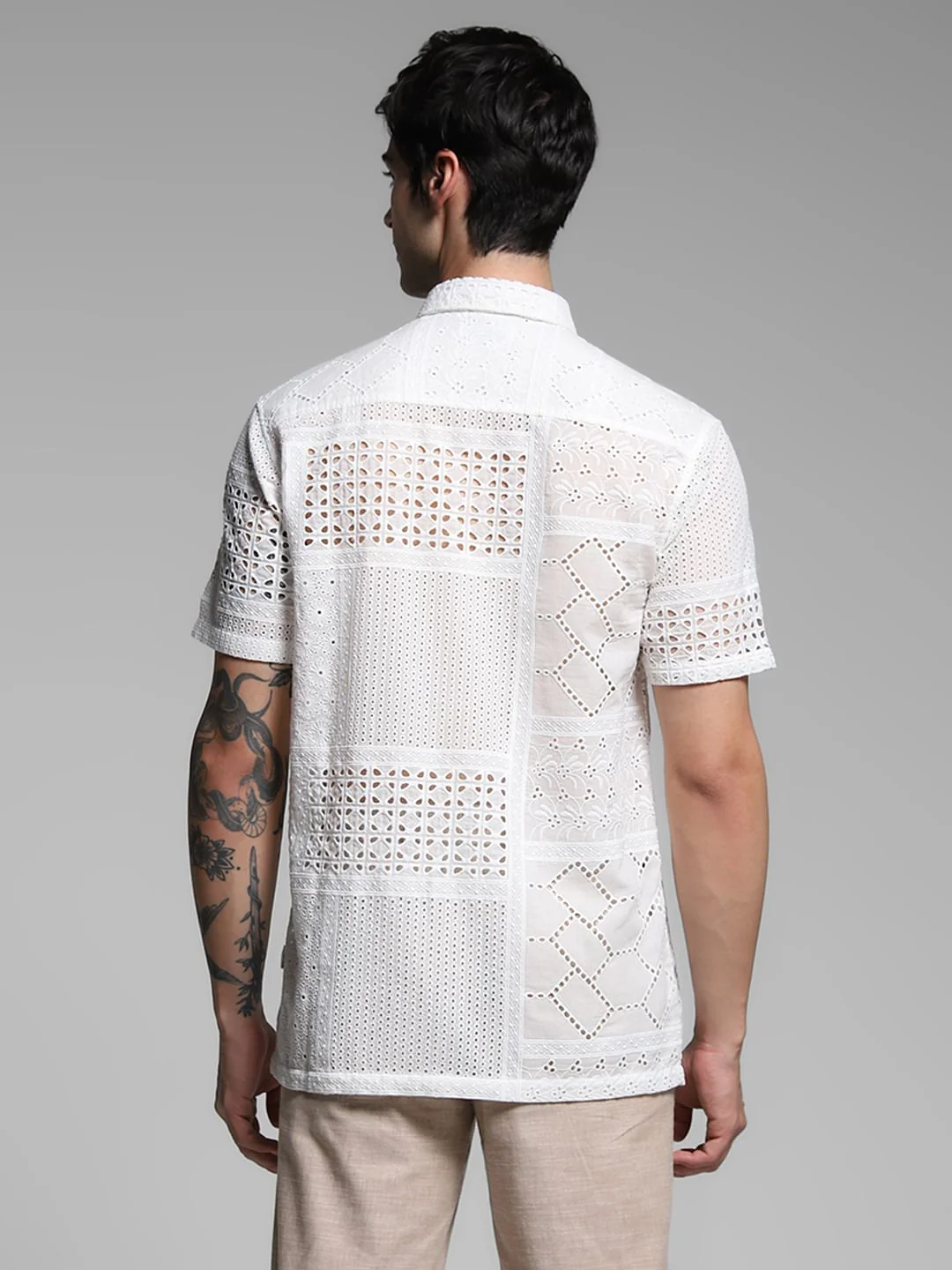White Schiffli Embroidered Shirt - Image 4