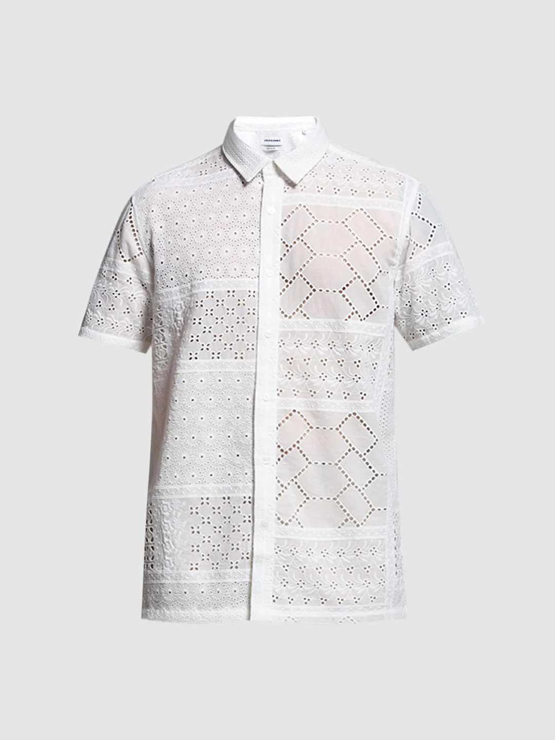 White Schiffli Embroidered Shirt - Image 7