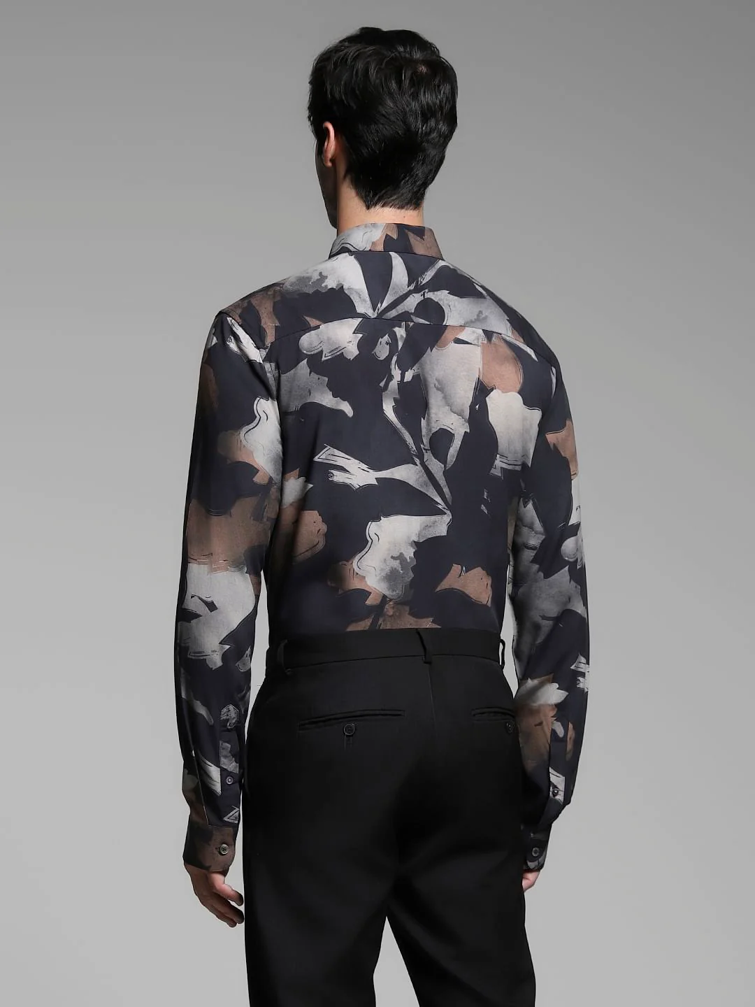 Black Printed Cotton Shirt - Image 4