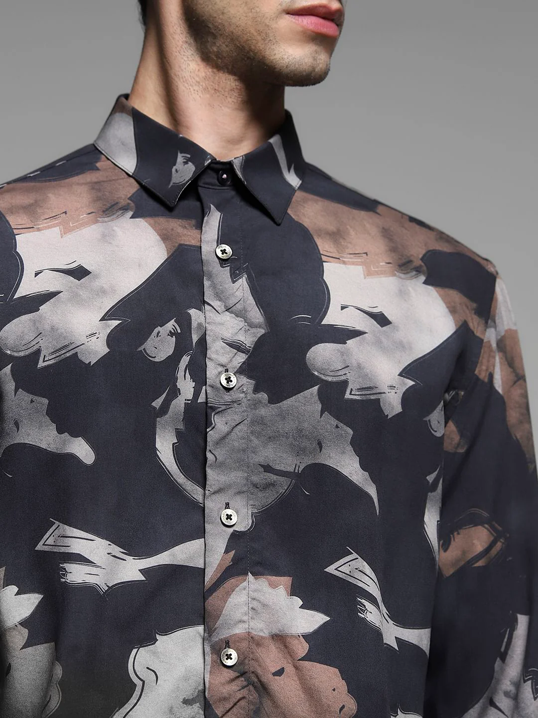 Black Printed Cotton Shirt - Image 5