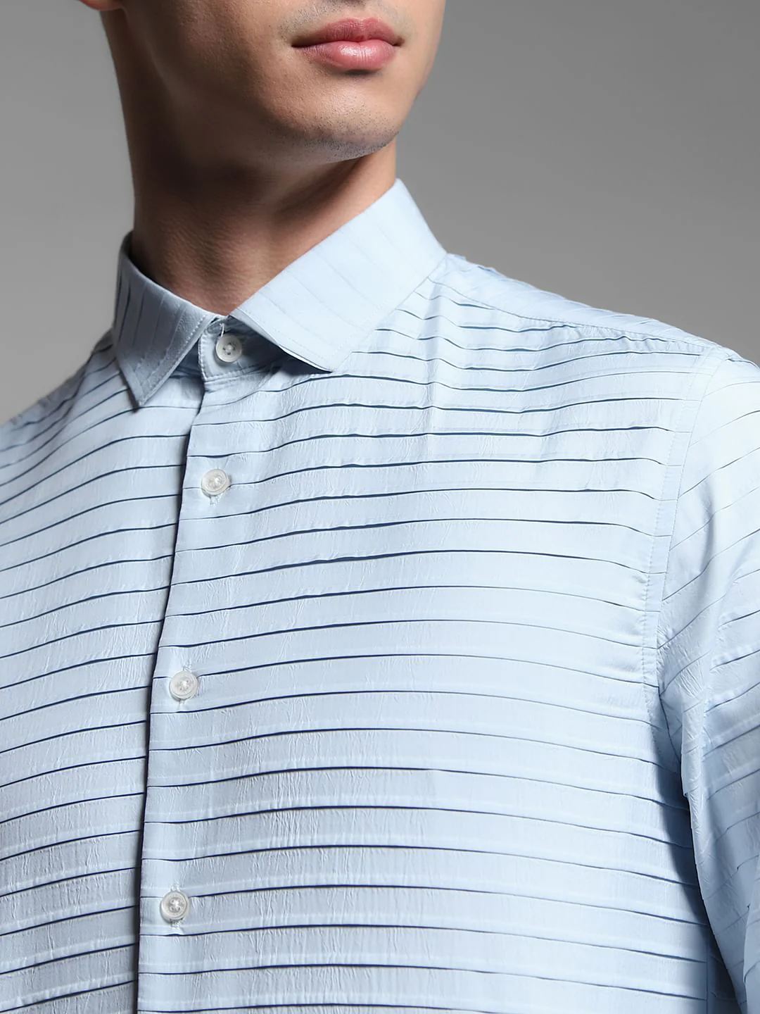 Light Blue Slim Fit Full Sleeves Shirt - Image 5