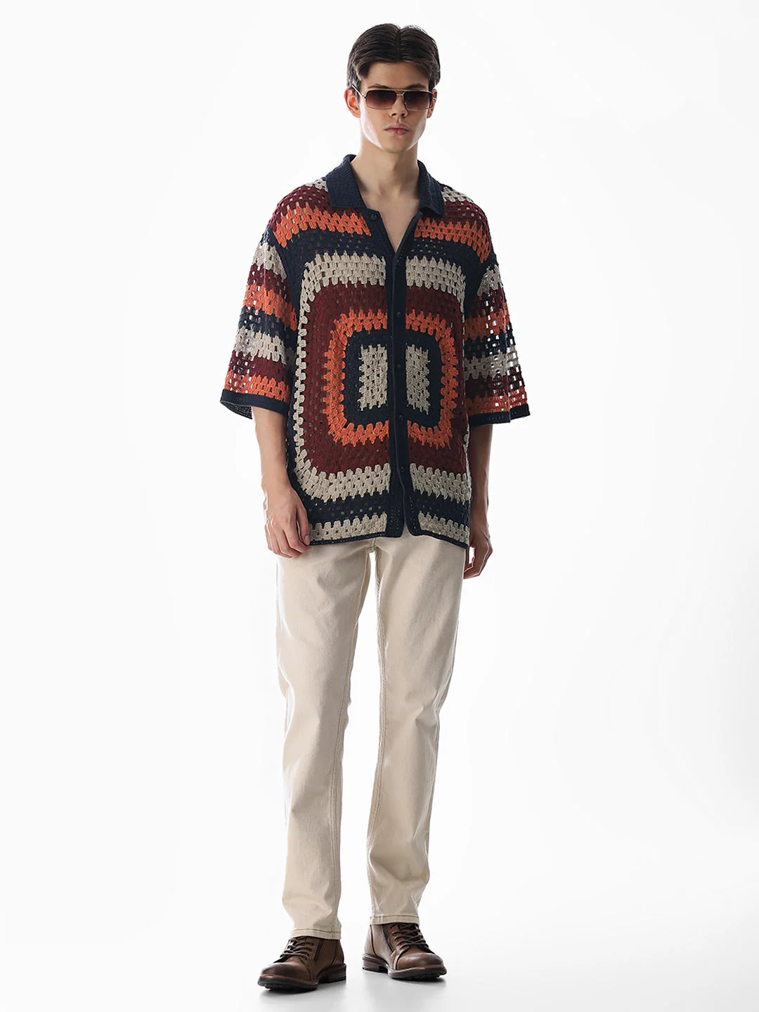 Multi-Colour Knitted Crochet Shirt - Image 6