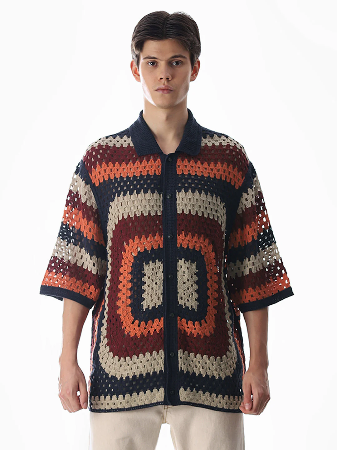 Multi-Colour Knitted Crochet Shirt - Image 8