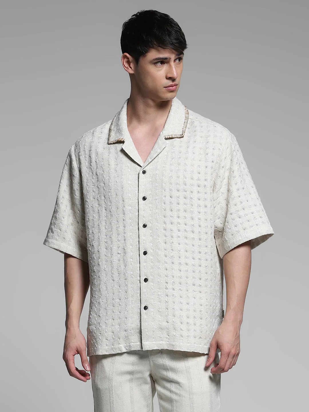 Off-White Dobby Co-ord Set Shirt - Image 2