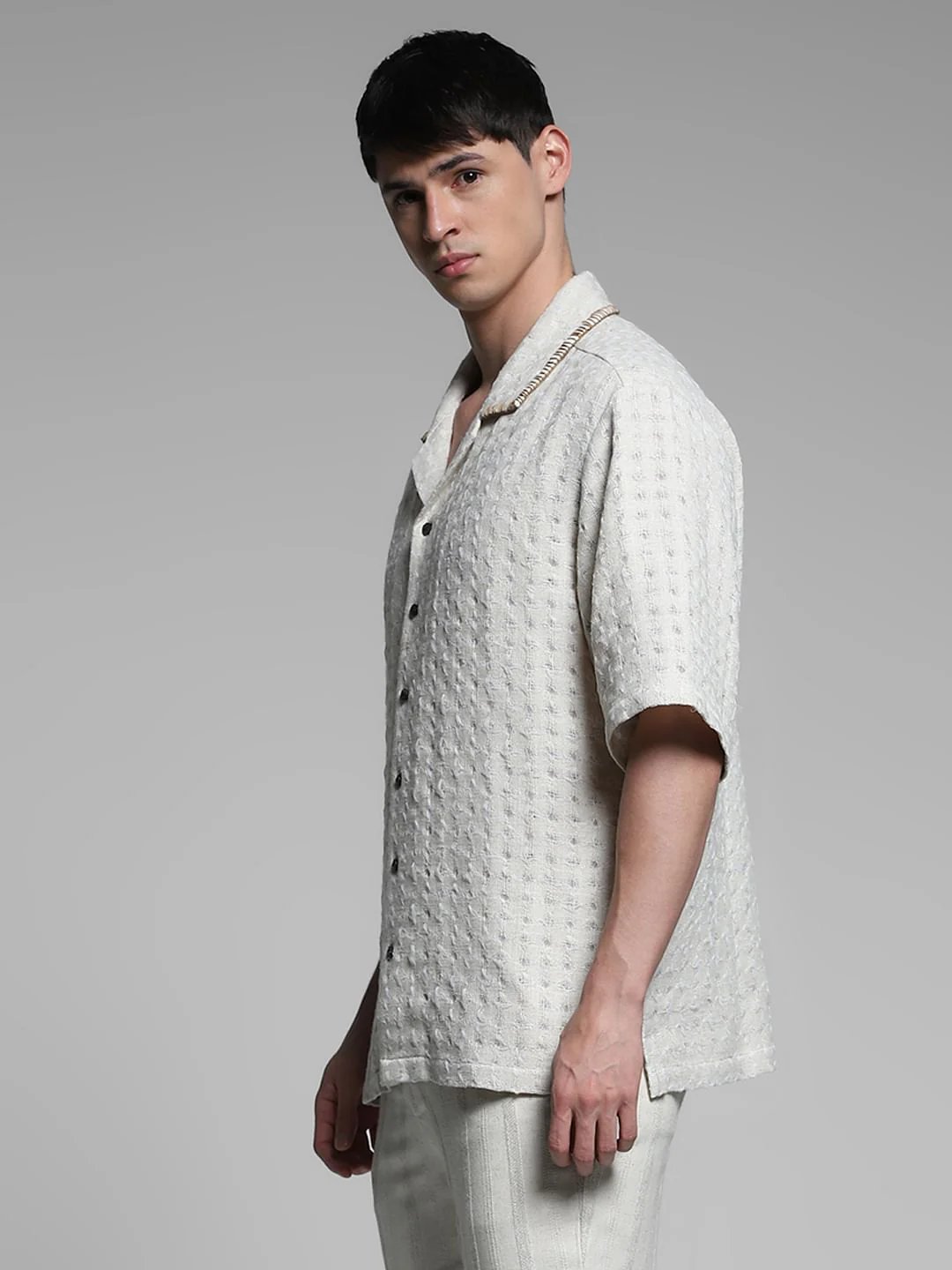 Off-White Dobby Co-ord Set Shirt - Image 3