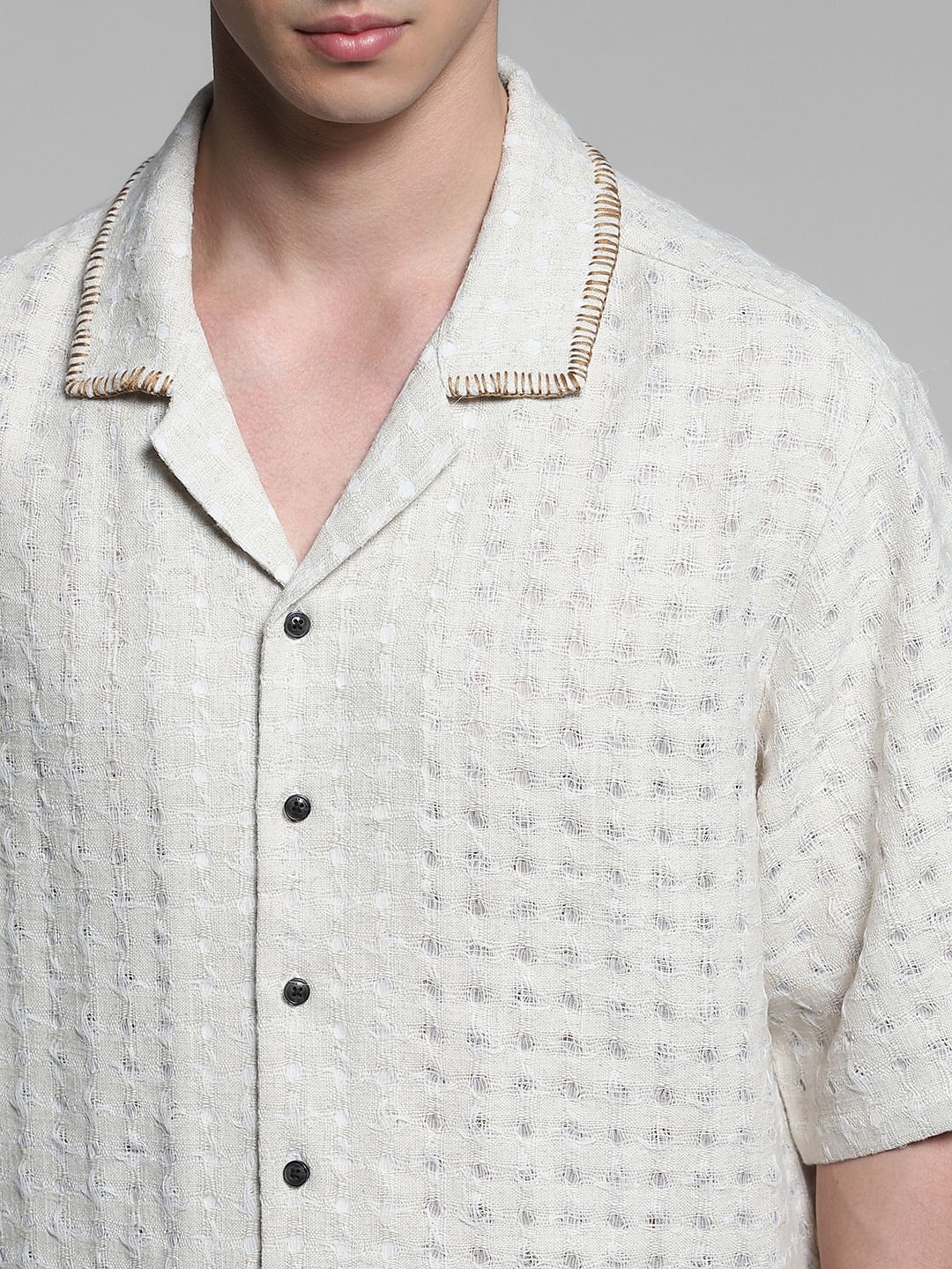 Off-White Dobby Co-ord Set Shirt - Image 5