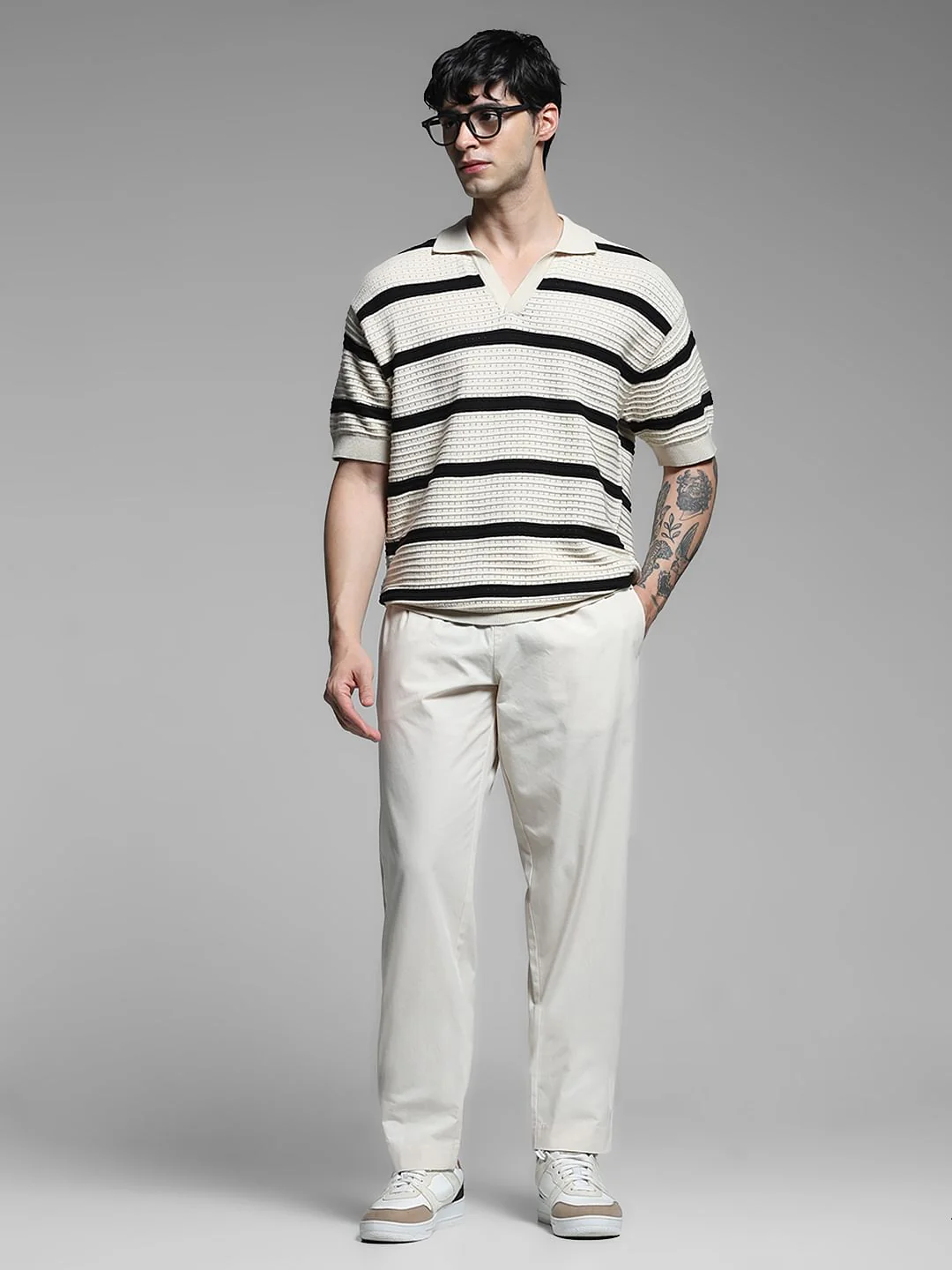 Beige Mid Rise Cotton Joggers - Image 5