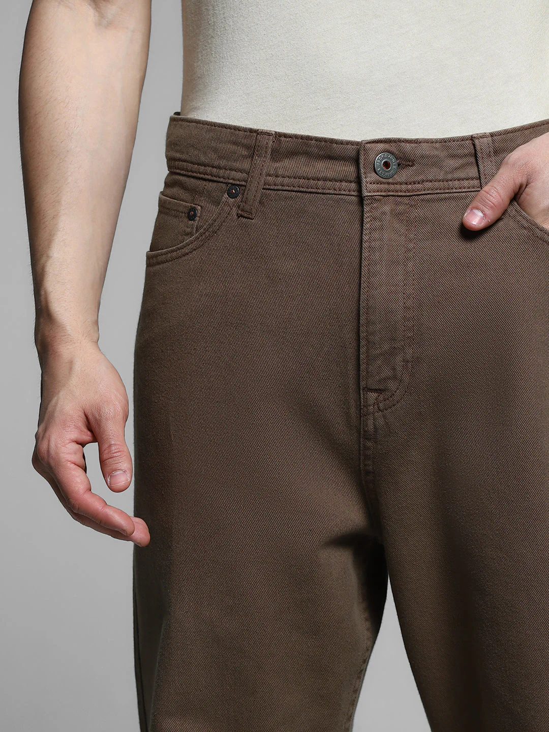Dark Brown Mid Rise Pants - Image 4